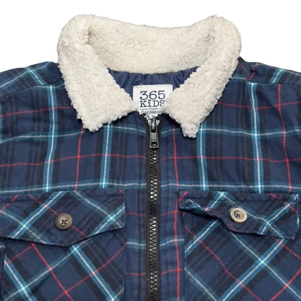 365 Kids from Garanimals Blue Checkered Winter Jacket Size 7